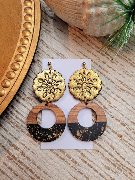 Golden Wood Earrings